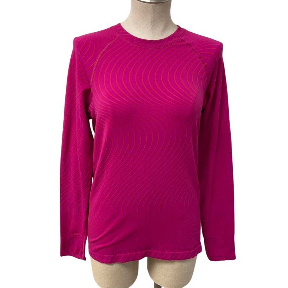 Lululemon Swiftly Tech Long Sleeve Womens 4 Magenta Pink Red Wavy Jacquard Shirt